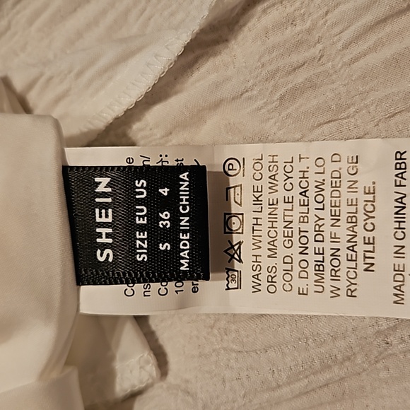 NWOT White Textured,  Ruffle Hem, High Waist Cami Dress. Women's Size Small. - Picture 6 of 7